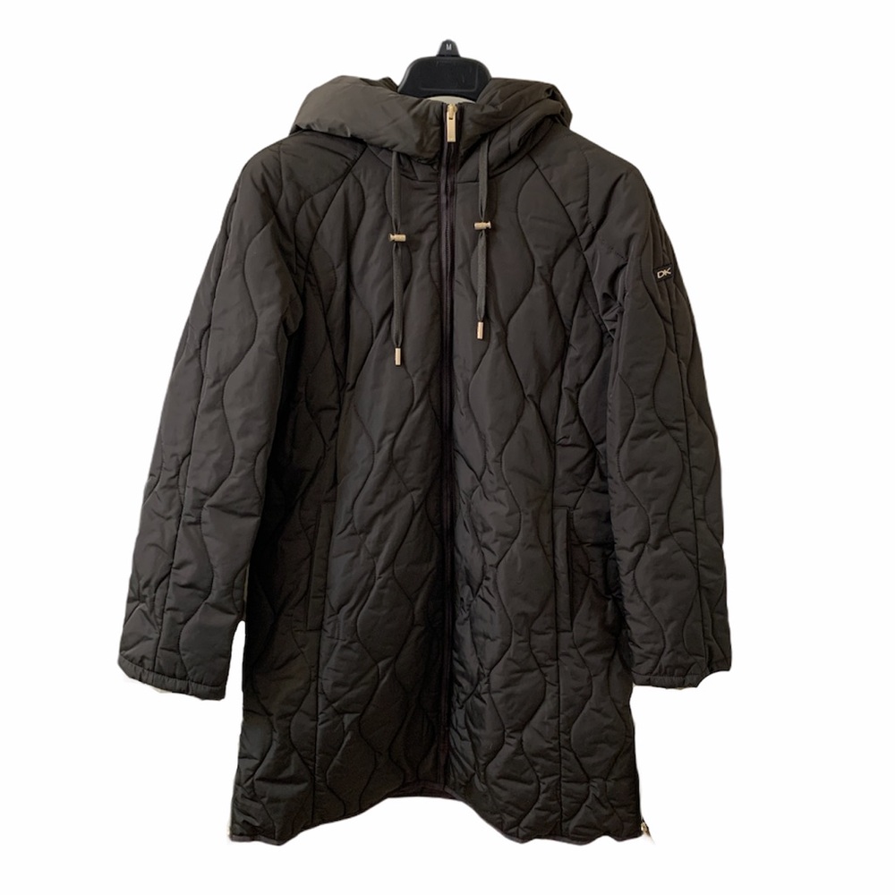 Donna Karan Reglandy Hooded Quilted Coat - Olive M - Picture 5 of 10